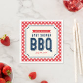 Red Gingham und Blue GRILLEN Baby Shower Serviette (Beispiel)
