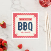 Red Gingham und Blue GRILLEN Party Serviette (Beispiel)