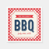 Red Gingham und Blue GRILLEN Party Serviette (Vorderseite)