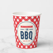 Red Gingham und Blue I Do GRILLEN Engagement Party Pappbecher (Rückseite)