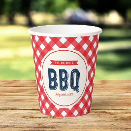 Red Gingham und Blue Summer GRILLEN Pappbecher