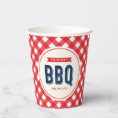Red Gingham und Blue Summer GRILLEN Pappbecher (Rückseite)