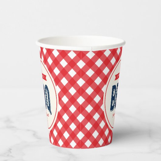 Red Gingham und Blue Summer GRILLEN Pappbecher (Rechts)