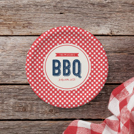 Red Gingham und Blue Summer GRILLEN Pappteller