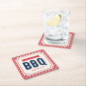 Red Gingham und Blue Summer GRILLEN Rechteckiger Pappuntersetzer (Vor Ort)