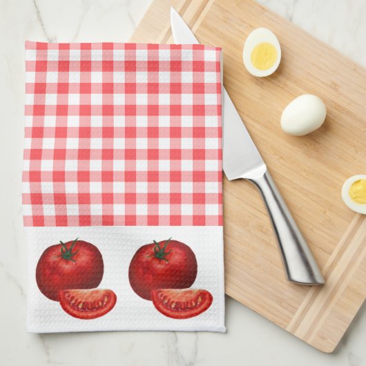 Red Gingham und Tomaten Küche Geschirrtuch (Viertel Falte)