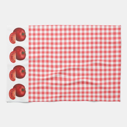 Red Gingham und Tomaten Küche Geschirrtuch (Horizontal)
