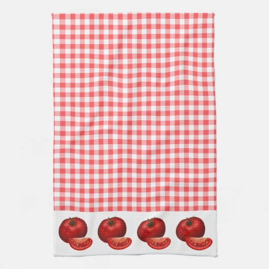 Red Gingham und Tomaten Küche Geschirrtuch (Vertikal)