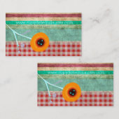 Red Gingham Vintag Visitenkarte (Vorne/Hinten)