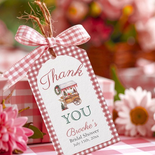 Red Gingham Weihnachtsmarkt Dank Brautparty Geschenkanhänger