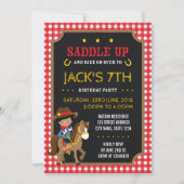 Red Gingham Wild West Dark Cowboy Birthday (Vorderseite)