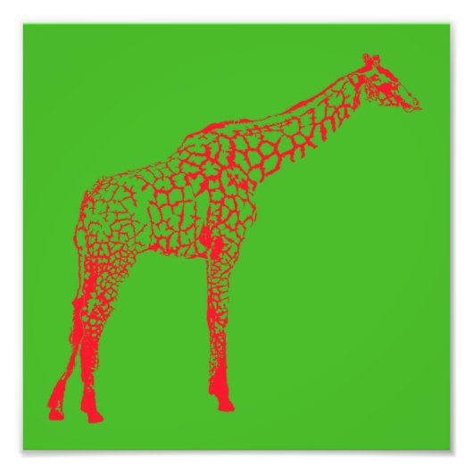 Red Giraffe Stencil Fotodruck (Vorne)