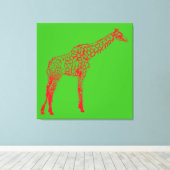 Red Giraffe Stencil Leinwanddruck (Insitu (Holzboden))