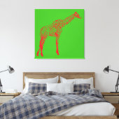 Red Giraffe Stencil Leinwanddruck (Insitu (Schlafzimmer))