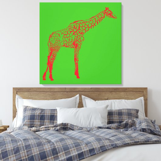 Red Giraffe Stencil Leinwanddruck (Insitu (Schlafzimmer))