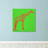 Red Giraffe Stencil Leinwanddruck (Insitu (Holzboden))