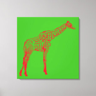 Red Giraffe Stencil Leinwanddruck