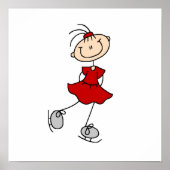 Red Girl Ice Skater T - Shirt und Geschenke Poster (Vorne)
