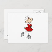 Red Girl Ice Skater T - Shirt und Geschenke Postkarte (Vorne/Hinten)