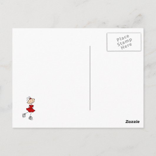 Red Girl Ice Skater T - Shirt und Geschenke Postkarte (Rückseite)