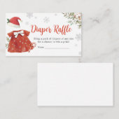 Red Girl Santa Christmas Baby Dusche Windel Raffle Begleitkarte (Vorne/Hinten)