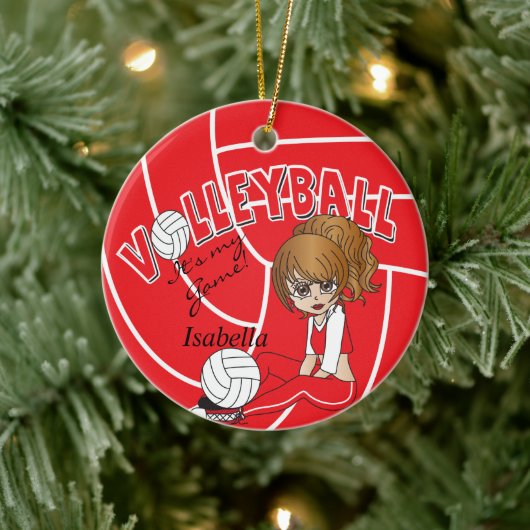 Red Girly Volleyball Keramikornament (Baum)