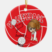 Red Girly Volleyball Keramikornament (Vorne)