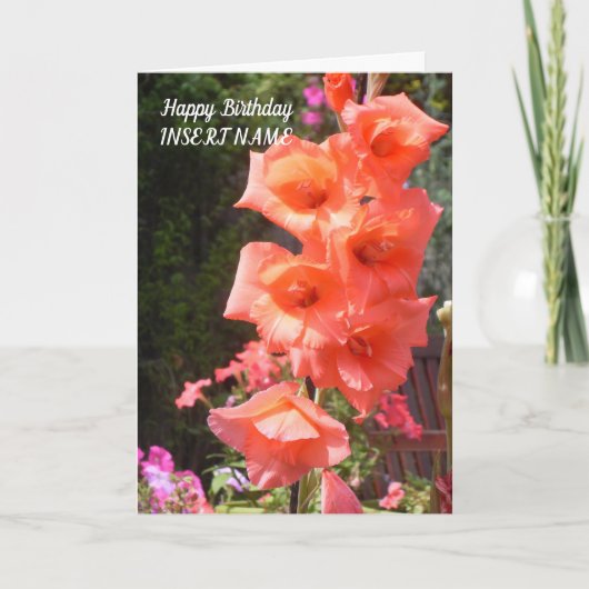 Red Gladioli Flowers Template Karte (Vorderseite)