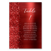 Red Glam Glitter Metallic Script Wedding Tischnummer (Vorderseite)