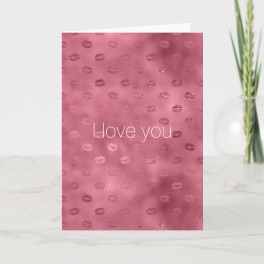 Red Glam Glitzy Lips Kisses Liebe Karte (Vorderseite)