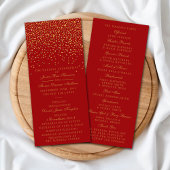 Red & Glam Gold Confetti Wedding Program Werbekarte