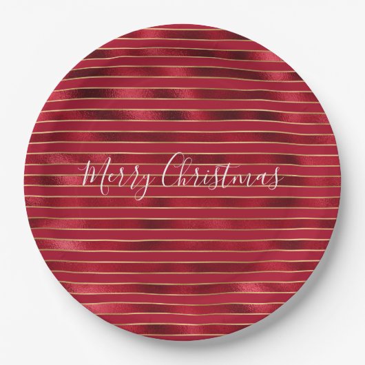 Red Glam Gold Streifen Pappteller (Vorderseite)