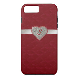 Red Glam Heart Monogram iPhone 7 Plus Gehäuse Case-Mate iPhone Hülle