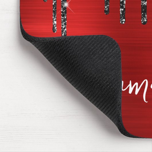 Red Glam Name für den Glitzer Black Drilling Mousepad (Ecke)
