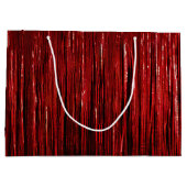 Red Glam Tinsel Stripes Große Geschenktüte (Rückseite)