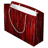 Red Glam Tinsel Stripes Große Geschenktüte (Rückseite Schrägansicht)