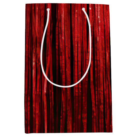 Red Glam Tinsel Stripes Mittlere Geschenktüte (Vorderseite)