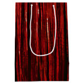 Red Glam Tinsel Stripes Mittlere Geschenktüte (Rückseite)
