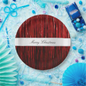 Red Glam Tinsel Stripes Pappteller (Party)