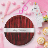 Red Glam Tinsel Stripes Pappteller (Party)