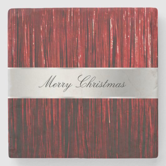 Red Glam Tinsel Stripes Steinuntersetzer (Vorderseite)