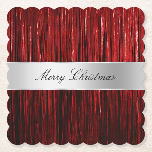 Red Glam Tinsel Stripes Untersetzer (Vorderseite)