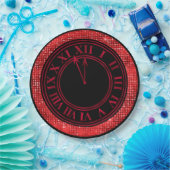 Red Glamour Diamonds New Year's Clock Pappteller (Party)