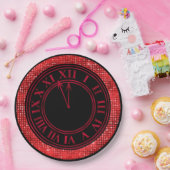 Red Glamour Diamonds New Year's Clock Pappteller (Party)