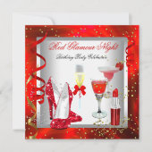 Red Glamour Night Cocktails Champagne Party Einladung (Vorderseite)