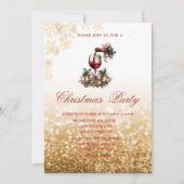 Red Glass Bottle Glittery Company Christmas  Einladung (Vorderseite)