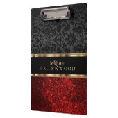 Red Glitter and Black Damask Klemmbrett (Links)