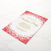 Red Glitter Border White Christmas Party Folieneinladung (Gedreht)