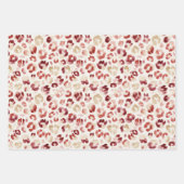 Red Glitter Cream Leopard Animal Print Birthday Geschenkpapier Set (Vorderseite 3)