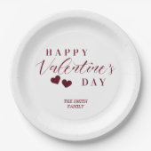 Red Glitter Happy Valentine's Day Hearts Pappteller (Vorderseite)